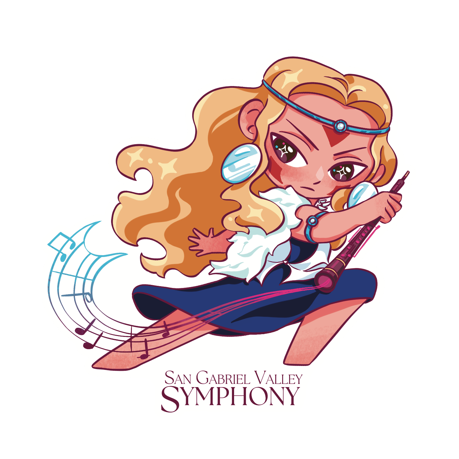 Oboist Anime Chibi Sticker